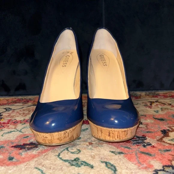 Guess Navy Heels with Cork Accents - Picture 3 of 6